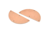 Semi Circle Blank, 6 Raw Copper Half Moon Charms With 4 Holes, Stamping Blanks (38x17x0.80mm) M678