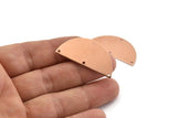 Semi Circle Blank, 6 Raw Copper Half Moon Charms With 4 Holes, Stamping Blanks (38x17x0.80mm) M678