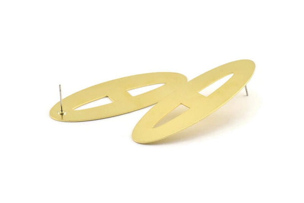 Brass Marquise Earring, 2 Raw Brass Marquise Stud Earrings (59x24x0.70mm) B0263 A1691