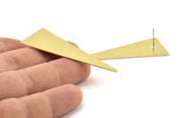 Brass Triangle Earring, 6 Raw Brass Triangle Stud Earrings (54x23x0.70mm) C005 A1695