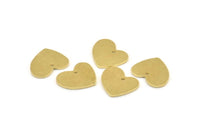 Brass Heart Charm, 12 Raw Brass Heart Charms With 1 Hole (16x14x1mm) M849