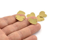 Brass Heart Charm, 12 Raw Brass Heart Charms With 2 Holes (16x14x1mm) M851