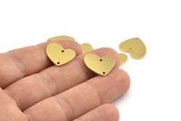 Brass Heart Charm, 12 Raw Brass Heart Charms With 2 Holes (16x14x1mm) M852