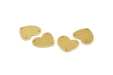 Brass Heart Charm, 12 Raw Brass Heart Charms With 3 Holes (16x14x1mm) M853