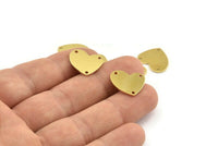 Brass Heart Charm, 12 Raw Brass Heart Charms With 3 Holes (16x14x1mm) M853