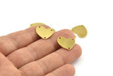 Brass Heart Charm, 12 Raw Brass Heart Charms With 3 Holes (16x14x1mm) M853
