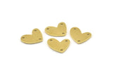 Brass Heart Charm, 12 Raw Brass Heart Charms With 3 Holes (14x11x1mm) M859