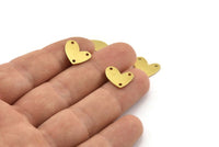 Brass Heart Charm, 12 Raw Brass Heart Charms With 3 Holes (14x11x1mm) M859