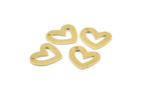 Brass Heart Charm, 12 Raw Brass Heart Charms With 1 Hole (16x14x1mm) M865