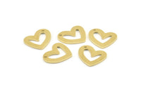 Brass Heart Charm, 12 Raw Brass Heart Charms With 1 Hole (16x14x1mm) M865