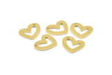 Brass Heart Charm, 12 Raw Brass Heart Charms With 1 Hole (16x14x1mm) M865