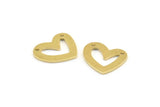 Brass Heart Charm, 12 Raw Brass Heart Charms With 2 Holes (16x14x1mm) M866