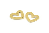 Brass Heart Charm, 12 Raw Brass Heart Charms With 2 Holes (16x14x1mm) M867