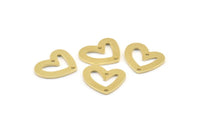 Brass Heart Charm, 12 Raw Brass Heart Charms With 2 Holes (16x14x1mm) M867