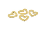 Brass Heart Charm, 12 Raw Brass Heart Charms With 2 Holes (16x14x1mm) M867