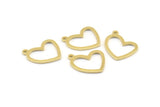 Brass Heart Charm, 12 Raw Brass Heart Charms With 1 Loop (16x14x1mm) M950