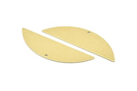 Semi Circle Charm, 6 Raw Brass Half Moon Charms With 1 Hole (51x15x0.70mm) M871