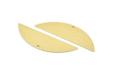 Semi Circle Charm, 6 Raw Brass Half Moon Charms With 1 Hole (51x15x0.70mm) M871