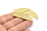 Semi Circle Charm, 6 Raw Brass Half Moon Charms With 2 Holes, Blanks (51x15x0.70mm) M873