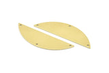 Semi Circle Charm, 6 Raw Brass Half Moon Charms With 3 Holes, Blanks (51x15x0.70mm) M875