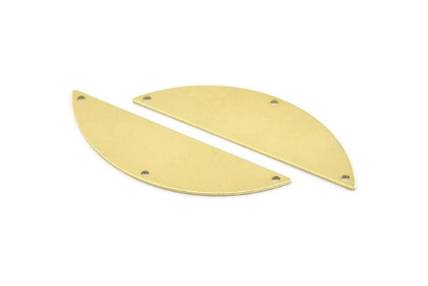 Yarım Daire Charm, 3 Delikli 6 Ham Pirinç Yarım Ay Charm, Boşluklar (51x15x0,70 mm) M875