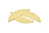 Semi Circle Charm, 6 Raw Brass Half Moon Charms With 3 Holes, Blanks (51x15x0.70mm) M875