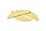 Semi Circle Charm, 6 Raw Brass Half Moon Charms With 4 Holes, Blanks (51x15x0.70mm) M876