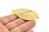Semi Circle Charm, 6 Raw Brass Half Moon Charms With 4 Holes, Blanks (51x15x0.70mm) M876