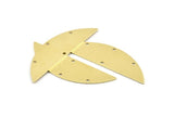 Semi Circle Charm, 6 Raw Brass Half Moon Charms With 4 Holes, Blanks (51x15x0.70mm) M877