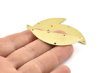 Semi Circle Charm, 6 Raw Brass Half Moon Charms With 5 Holes, Blanks (51x15x0.70mm) M878