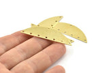 Semi Circle Charm, 6 Raw Brass Half Moon Charms With 8 Holes, Blanks (51x15x0.70mm) M879