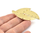 Semi Circle Charm, 6 Raw Brass Half Moon Charms With 10 Holes, Blanks (51x15x0.70mm) M880