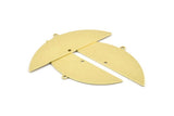 Semi Circle Charm, 6 Raw Brass Half Moon Charms With 1 Loop And 1 Hole, Blanks (51x17x0.70mm) M929