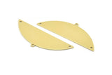Semi Circle Charm, 6 Raw Brass Half Moon Charms With 1 Loop And 2 Holes, Blanks (51x17x0.70mm) M930