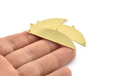 Semi Circle Charm, 6 Raw Brass Half Moon Charms With 1 Loop And 2 Holes, Blanks (51x17x0.70mm) M930