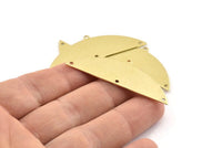 Yarım Daire Charm, 1 Döngü ve 3 Delikli 6 Ham Pirinç Yarım Ay Charm, Boşluklar (51x17x0,70 mm) M931