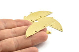 Semi Circle Charm, 6 Raw Brass Half Moon Charms With 1 Loop And 4 Holes, Blanks (51x17x0.70mm) M932