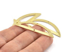 Semi Circle Charm, 6 Raw Brass Half Moon Charms With 2 Holes (51x15x0.70mm) M943