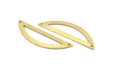 Semi Circle Charm, 6 Raw Brass Half Moon Charms With 2 Holes (51x15x0.70mm) M944