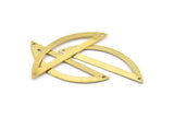 Semi Circle Charm, 6 Raw Brass Half Moon Charms With 2 Holes (51x15x0.70mm) M944