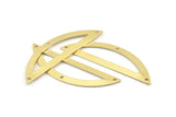 Semi Circle Charm, 6 Raw Brass Half Moon Charms With 3 Holes (51x15x0.70mm) M945