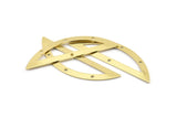 Semi Circle Charm, 6 Raw Brass Half Moon Charms With 4 Holes (51x15x0.70mm) M946