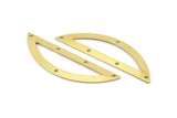 Semi Circle Charm, 6 Raw Brass Half Moon Charms With 5 Holes (51x15x0.70mm) M948