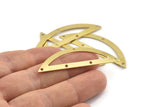 Semi Circle Charm, 6 Raw Brass Half Moon Charms With 5 Holes (51x15x0.70mm) M948