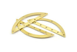 Semi Circle Charm, 6 Raw Brass Half Moon Charms With 8 Holes (51x15x0.70mm) M949