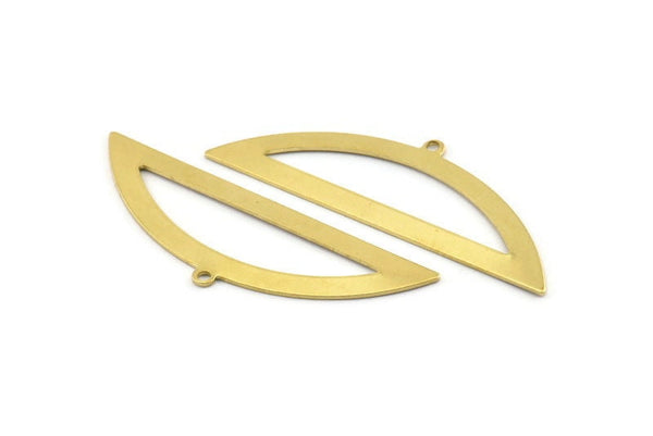 Semi Circle Charm, 6 Raw Brass Half Moon Charms With 1 Loop, Blanks (51x17x0.70mm) M934