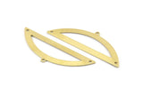 Semi Circle Charm, 6 Raw Brass Half Moon Charms With 1 Loop And 2 Holes, Blanks (51x17x0.70mm) M936