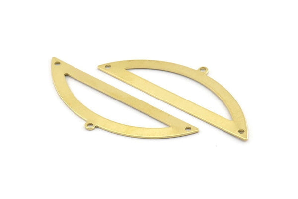 Semi Circle Charm, 6 Raw Brass Half Moon Charms With 1 Loop And 2 Holes, Blanks (51x17x0.70mm) M936