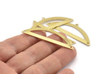 Semi Circle Charm, 6 Raw Brass Half Moon Charms With 1 Loop And 2 Holes, Blanks (51x17x0.70mm) M936