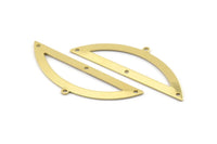 Semi Circle Charm, 6 Raw Brass Half Moon Charms With 1 Loop And 3 Holes, Blanks (51x17x0.70mm) M937